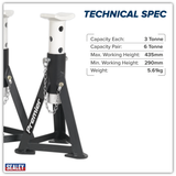 Premier Axle Stands (Pair) 3 Tonne Capacity per Stand - White – additional supplier image