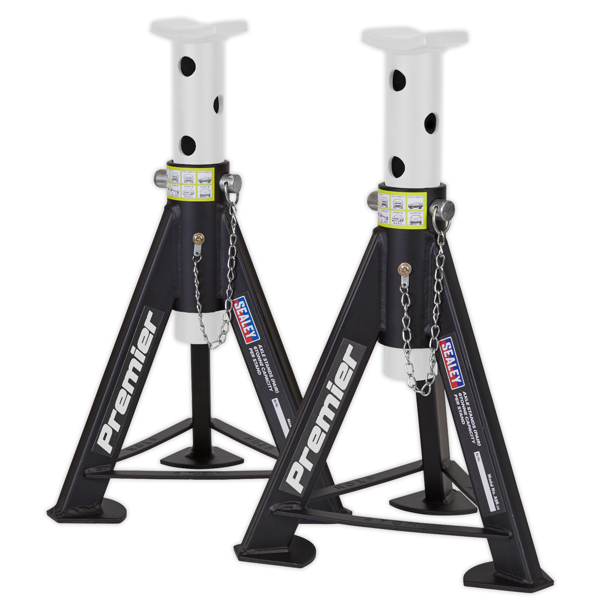 Premier Axle Stands (Pair) 6 Tonne Capacity per Stand - White – additional product view 3
