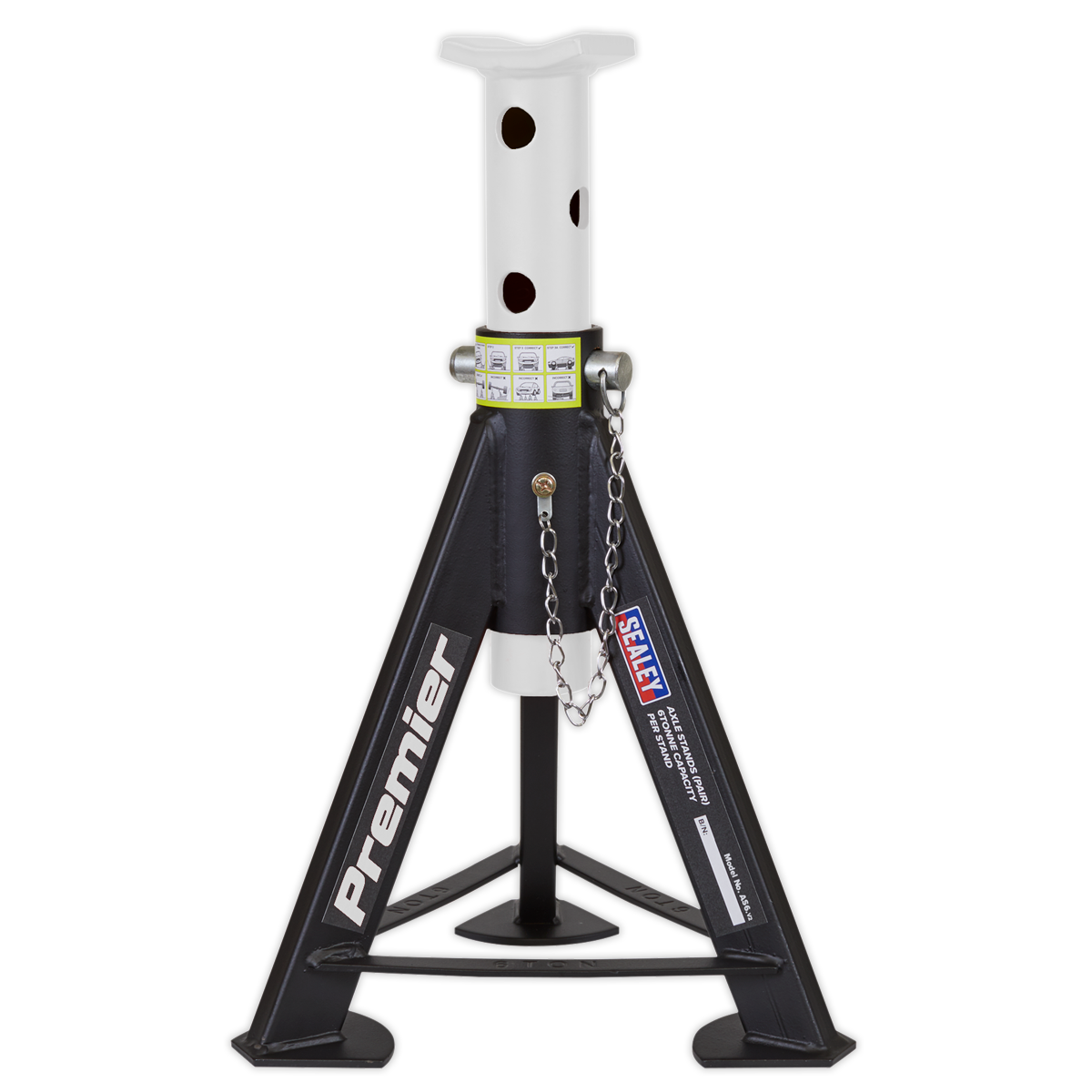 Premier Axle Stands (Pair) 6 Tonne Capacity per Stand - White – additional product view 2