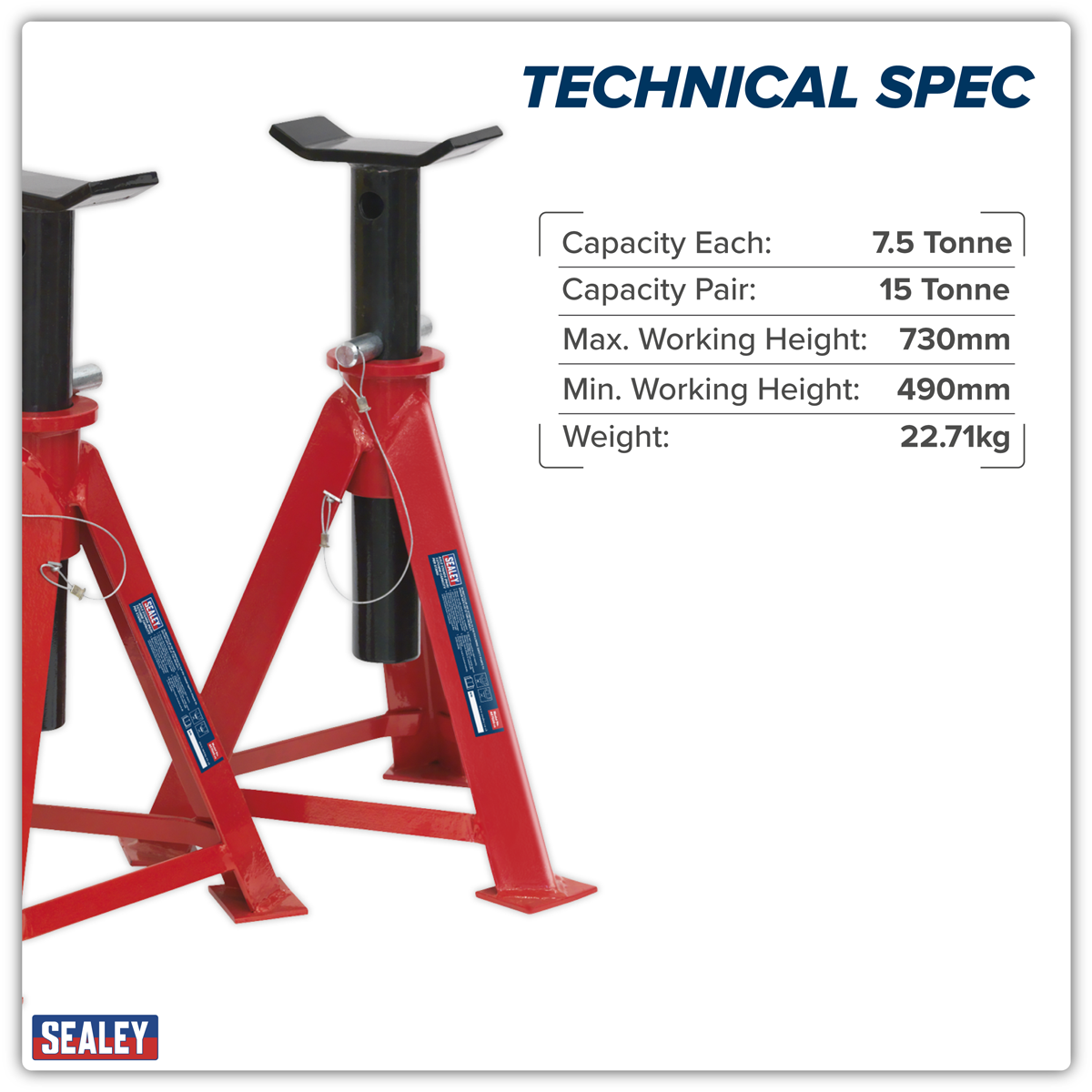 Axle Stands (Pair) 7.5 Tonne Capacity per Stand – additional supplier image
