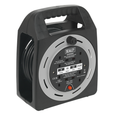 15m Box Type Cable Reel with Thermal Trip 4 x 230V