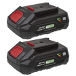 Sealey SV20 Series Power Tool Battery 20V 2Ah - Pack of 2