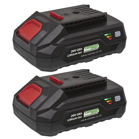 Sealey SV20 Series Power Tool Battery 20V 2Ah - Pack of 2