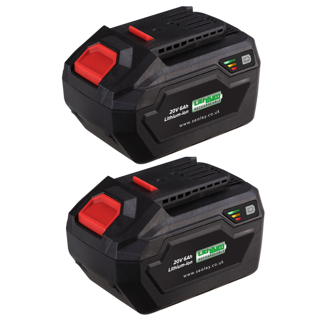 Sealey SV20 Series Power Tool Battery 20V 6Ah - Pack of 2