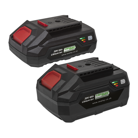 Sealey SV20 Series Power Tool Battery 20V 2Ah & 4Ah - Pack of 2