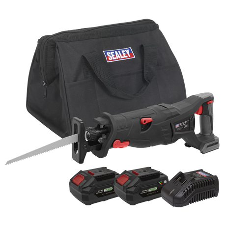 Sealey Premier SV20 Series Brushless Cordless Reciprocating Saw 20V 4Ah Kit - 2 Batteries