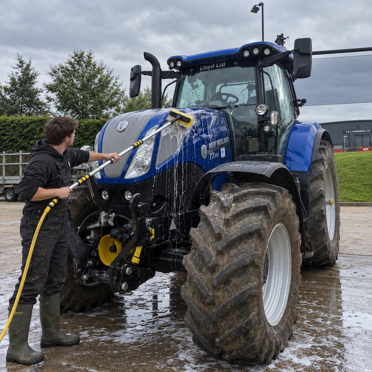 2m Telescopic Water Flow-Through Cleaning Brush with Hose Connection