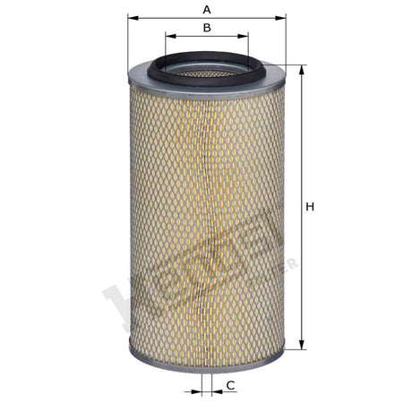 Hengst E114L Air Filter dimensional drawing
