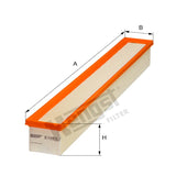 Hengst E1957LI Cab Air Filter dimensional drawing