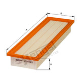 Hengst E2903LI Cab Air Filter dimensional drawing
