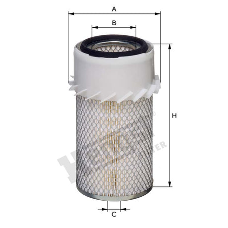 Hengst E563L Air Filter dimensional drawing