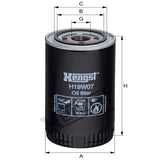 Hengst H19W07 Engine Oil Filter dimensional drawing