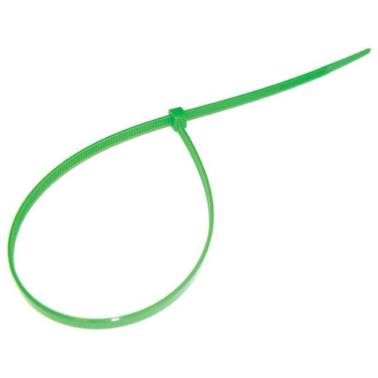200 x 4.8mm Cable Ties – Green- Pack of 100