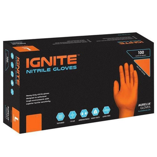 Aurelia Ignite Powder Free Orange Nitrile Gloves