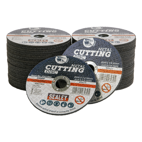 Sealey 100 x 3mm Cutting Disc 16mm Bore - Pack of 50