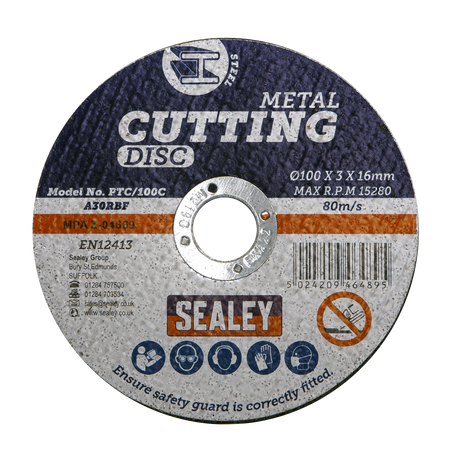 Sealey 100 x 3mm Cutting Disc 16mm Bore - Pack of 50 additional view
