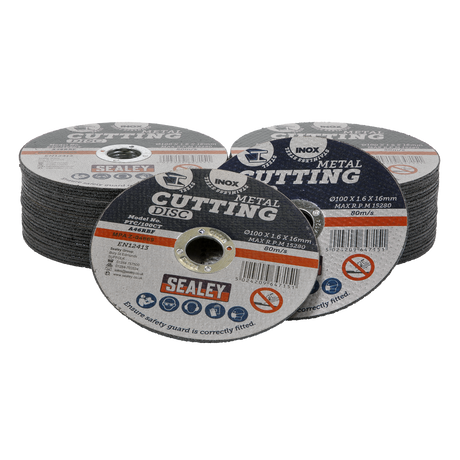 Sealey 100 x 1.6mm Cutting Disc 16mm Bore - Pack of 50