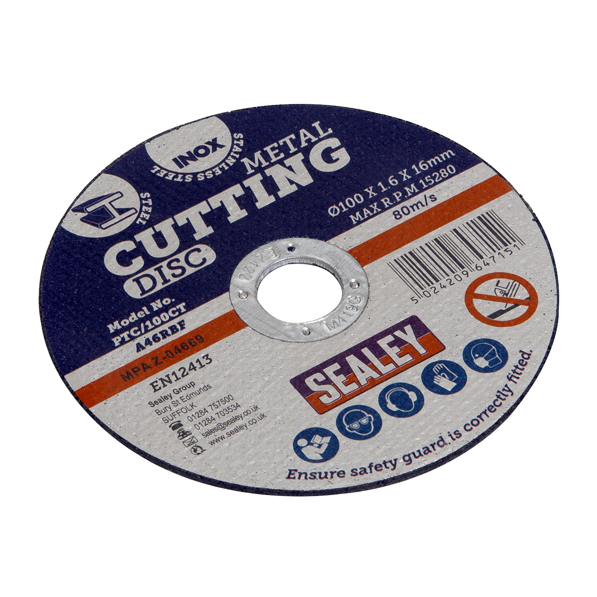 Sealey 100 x 1.6mm Cutting Disc 16mm Bore - Pack of 50 additional view