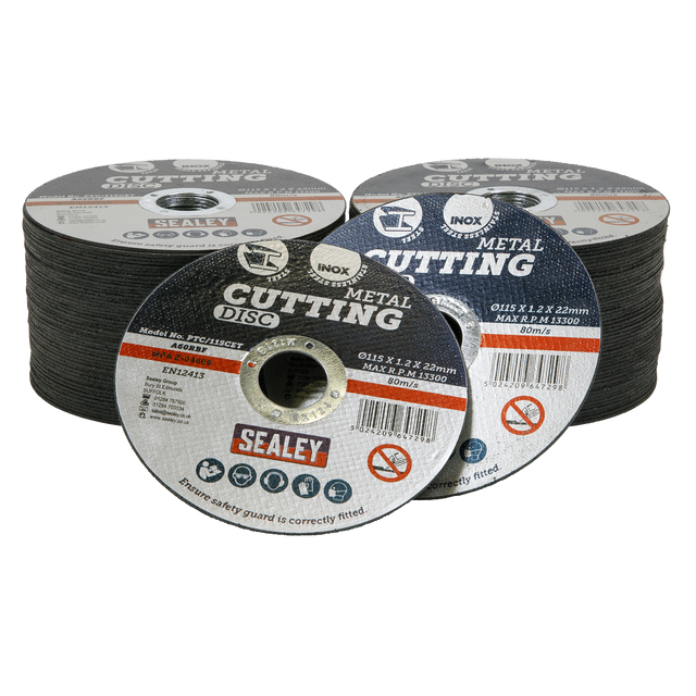 Sealey 115 x 1.2mm Cutting Disc 22mm Bore - Pack of 100