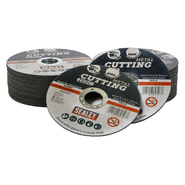Sealey 115 x 1.6mm Cutting Disc 22mm Bore - Pack of 50