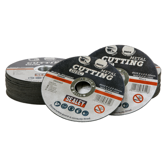 Sealey 115 x 1.2mm Cutting Disc 22mm Bore - Pack of 50