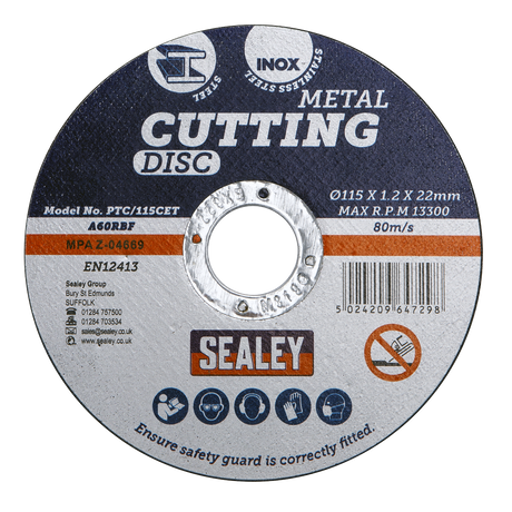 Sealey 115 x 1.2mm Cutting Disc 22mm Bore - Pack of 50 additional view