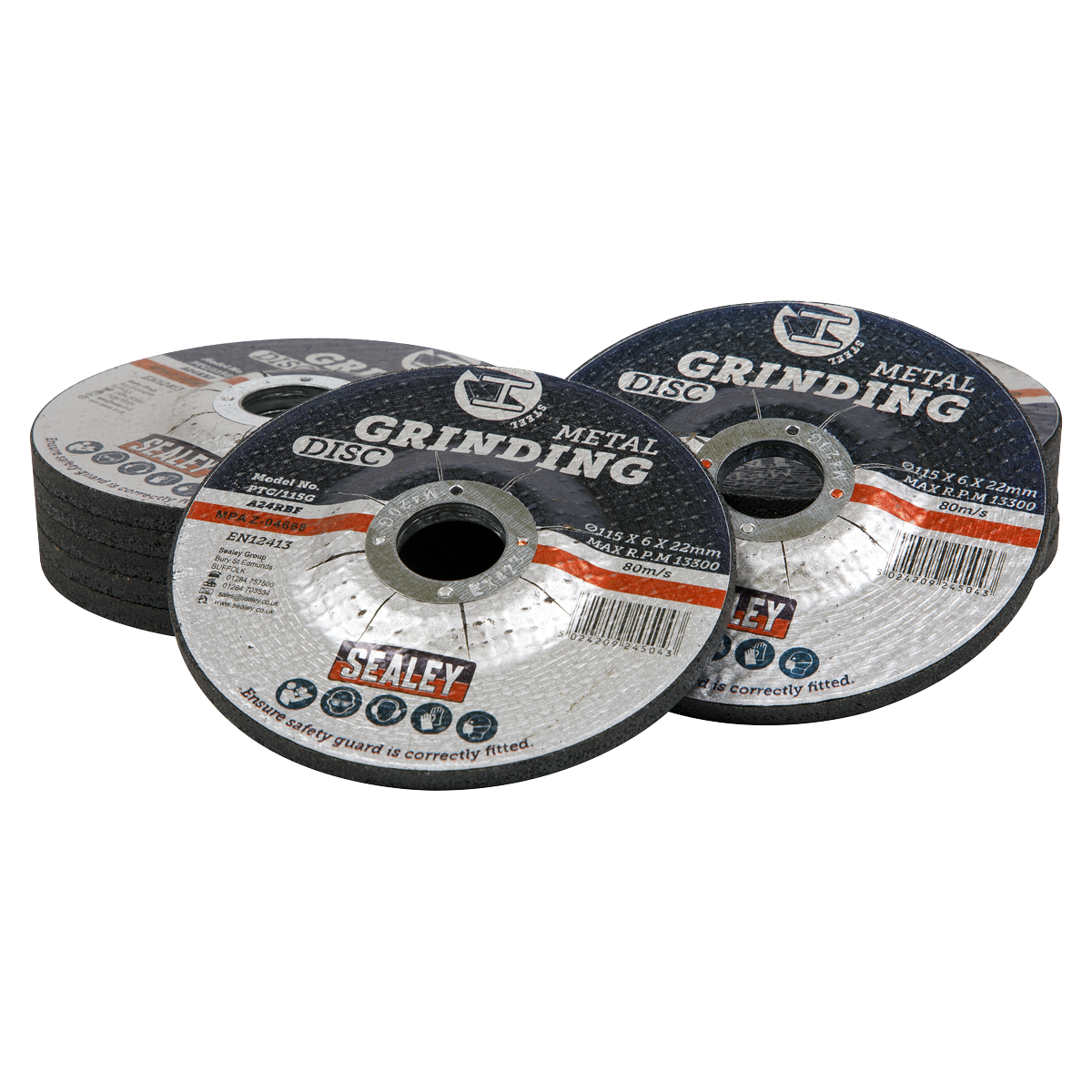 Sealey 115 x 6mm Grinding Disc 22mm Bore - Pack of 12 additional view