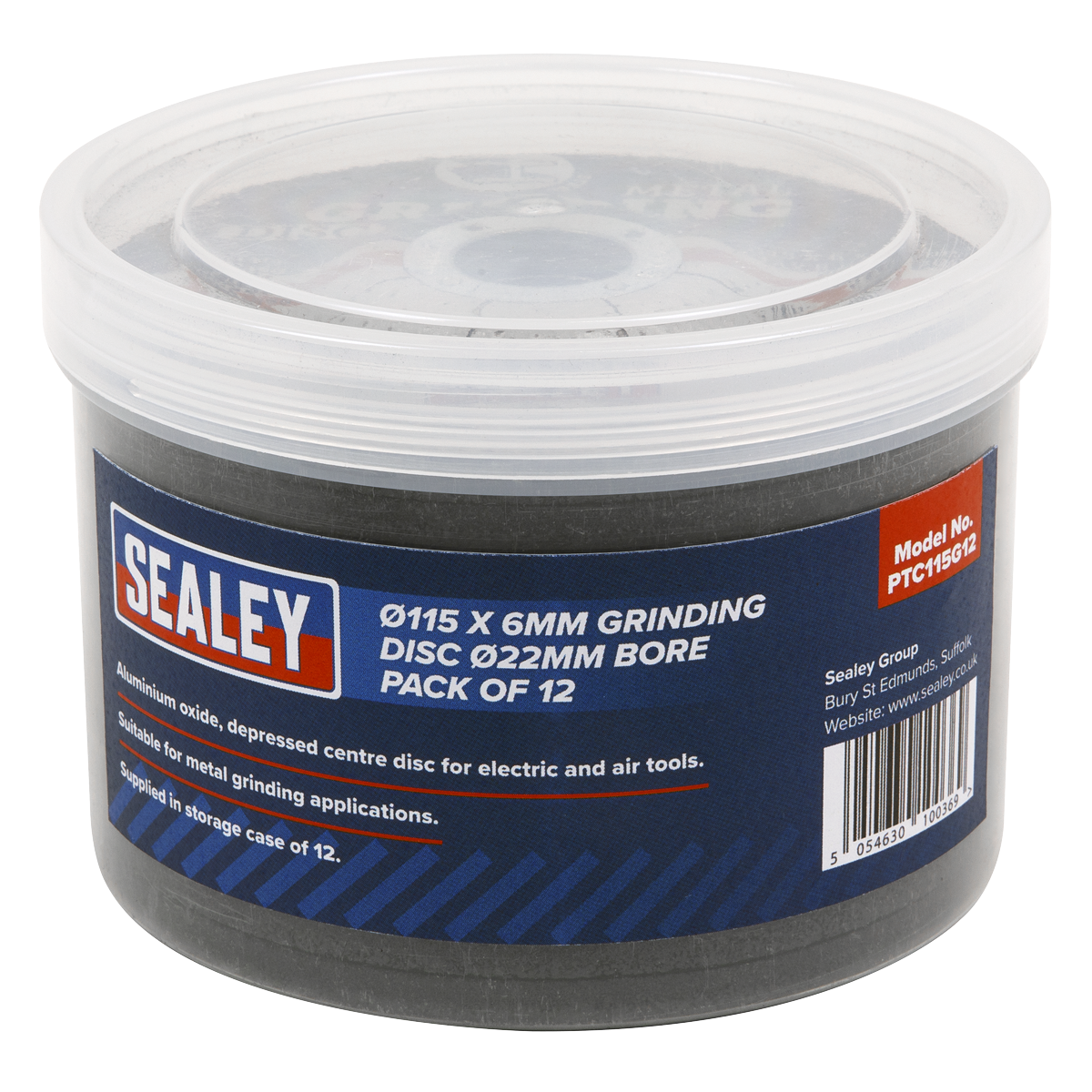 Sealey 115 x 6mm Grinding Disc 22mm Bore - Pack of 12 additional view