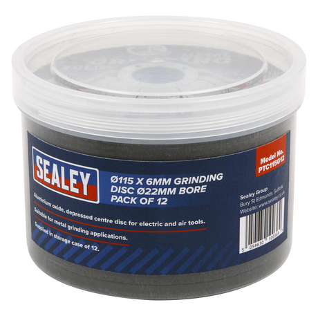 Sealey 115 x 6mm Grinding Disc 22mm Bore - Pack of 12 additional view