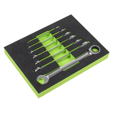 Siegen Combination Ratchet Spanner Set with Tool Tray 7pc