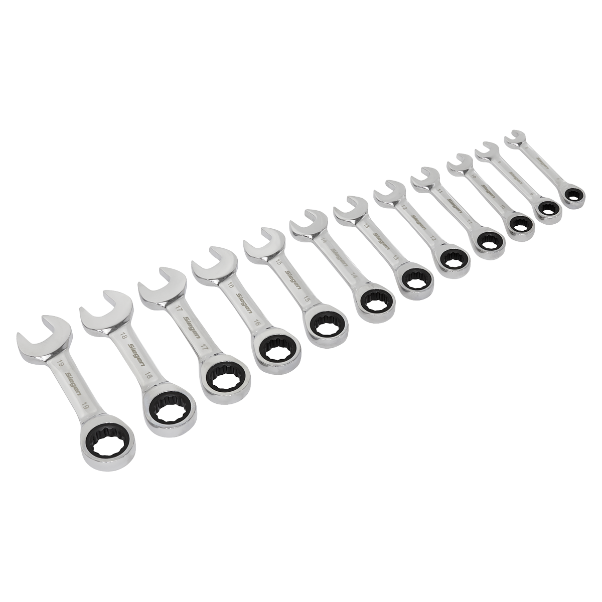 Siegen Stubby Combination Ratchet Spanner Set in EVA Foam Tray 12pc – additional product view 3