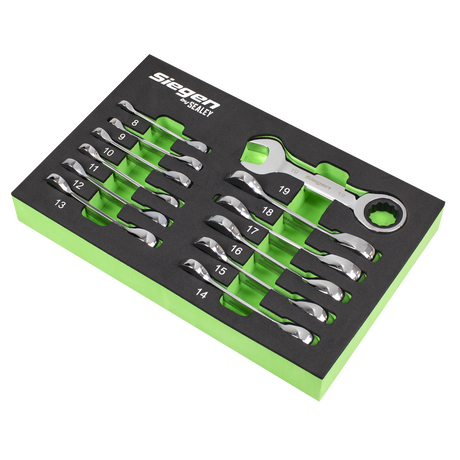 Siegen Stubby Combination Ratchet Spanner Set in EVA Foam Tray 12pc – additional product view 2
