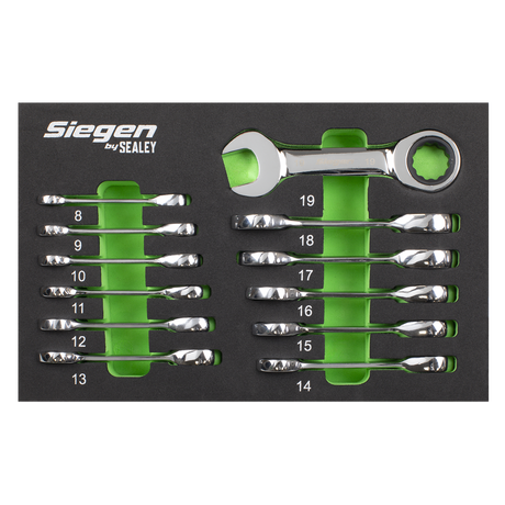 Siegen Stubby Combination Ratchet Spanner Set in EVA Foam Tray 12pc – additional product view 4