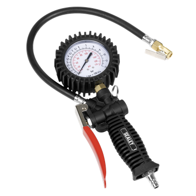 Tyre Inflator with Pressure Gauge and Clip-On Connector