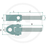 GRANIT Clevis head – I M30 x 3 mm, C 220 mm – dimension diagram