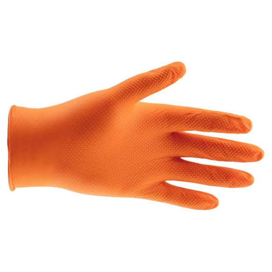Wurth Disposable Diamond Grip Nitrile Gloves – Orange