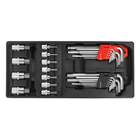 Premier Hex/Ball-End Hex Key & Socket Bit Set with Tool Tray 29pc