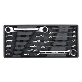 Premier Flare Nut & Ratchet Ring Spanner Set with Tool Tray 12pc
