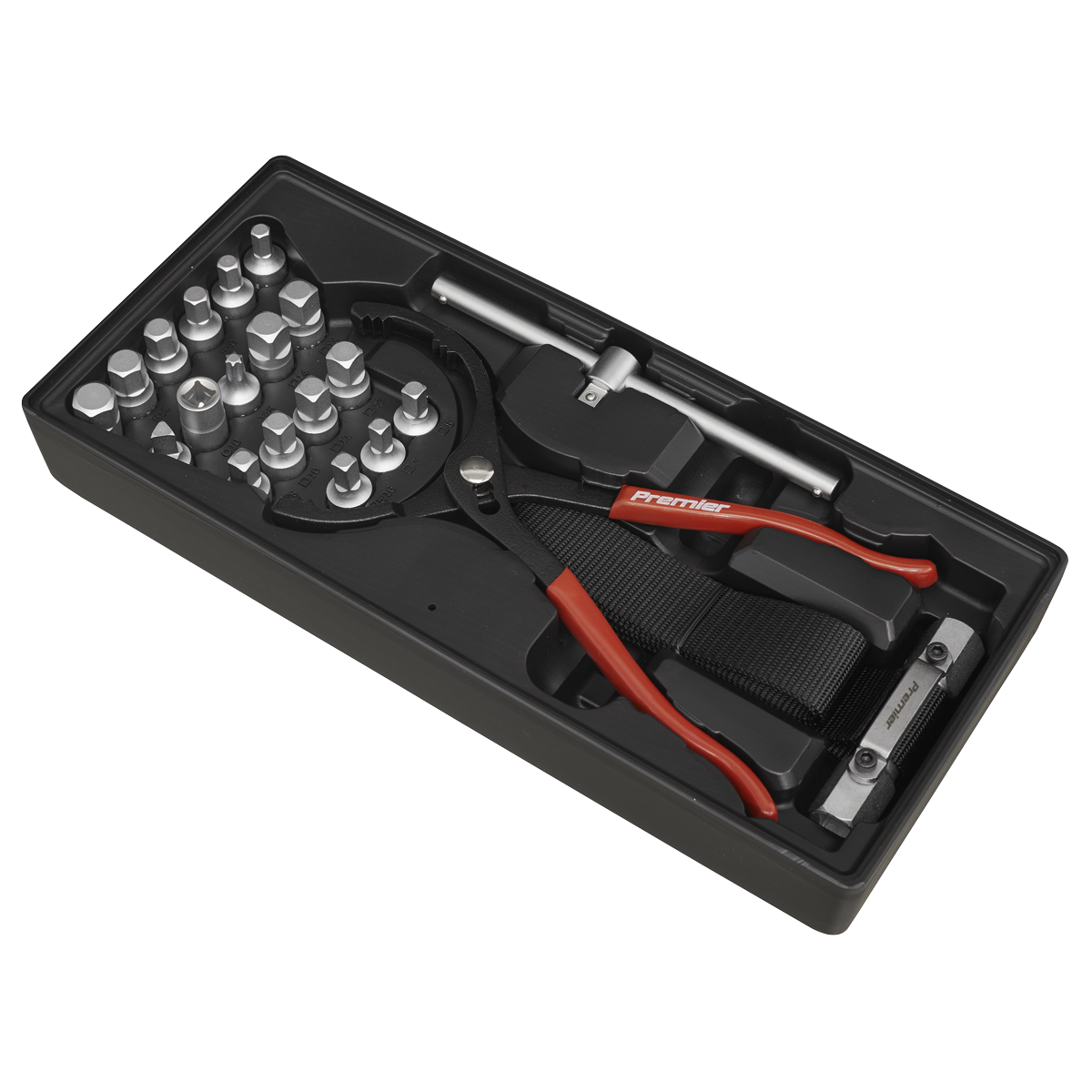 Premier Oil Filter Wrench, Pliers & Drain Key Set with Tool Tray 21pc – additional product view 2