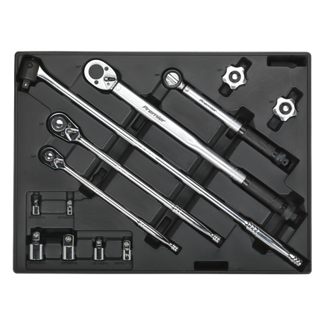 Premier Ratchet, Torque Wrench, Breaker Bar & Socket Adaptor Set with Tool Tray 13pc