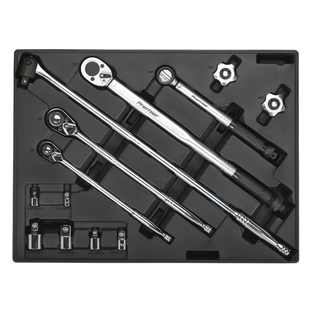 Premier Ratchet, Torque Wrench, Breaker Bar & Socket Adaptor Set with Tool Tray 13pc