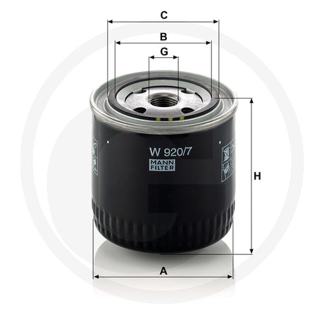 MANN FILTER W920/7 Engine Oil Filter additional view