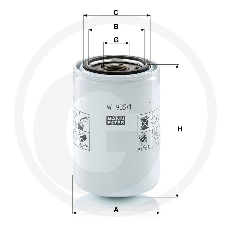 MANN FILTER W935.1 Engine Oil Filter additional view