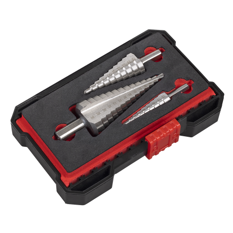 Sealey Straight Flute HSS 4341 Step Drill Bit Set 3pc additional view