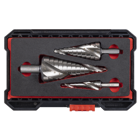 Sealey Spiral Flute HSS 4341 Step Drill Bit Set 3pc additional view