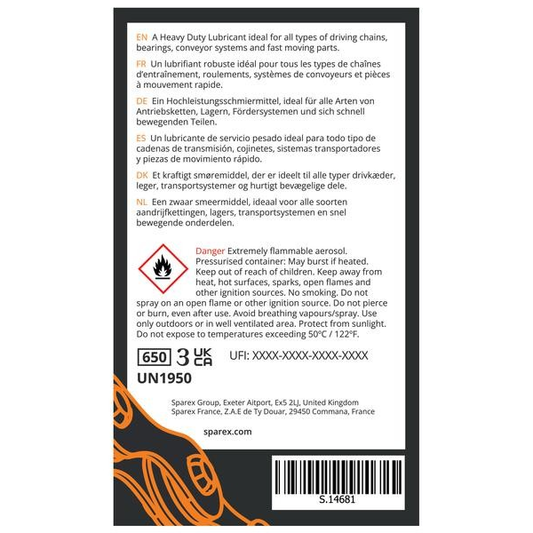 Sparex Heavy Chain & Drive Lubricant 500ML S.14681