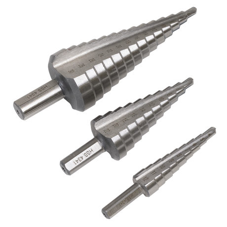 Sealey Straight Flute HSS 4341 Step Drill Bit Set 3pc additional view