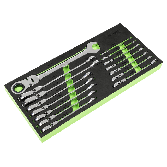 Flexi-Head Combination Ratchet Spanner Set 15pc