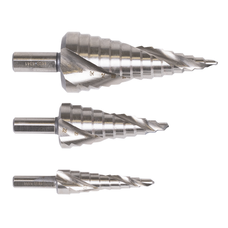 Sealey Spiral Flute HSS 4341 Step Drill Bit Set 3pc additional view