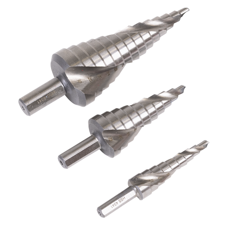 Sealey Spiral Flute HSS 4341 Step Drill Bit Set 3pc additional view
